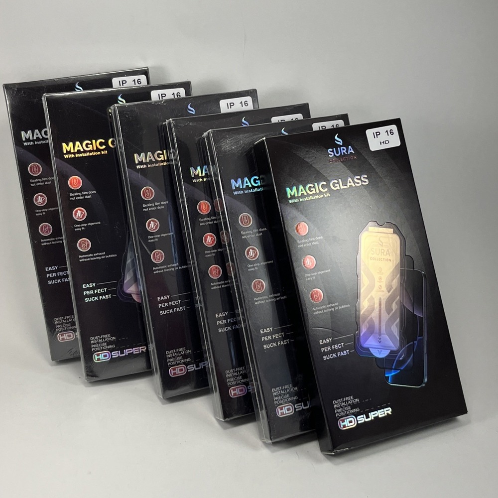 iPhone 16 HD Glass Screen Protector & Installation Kit Lot Of 6 Magic Glass Sura